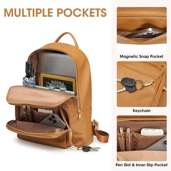 5230 Leather Backpacks ,Fashion Multi-fuction Bag with Card Zipper Bag main image 7
